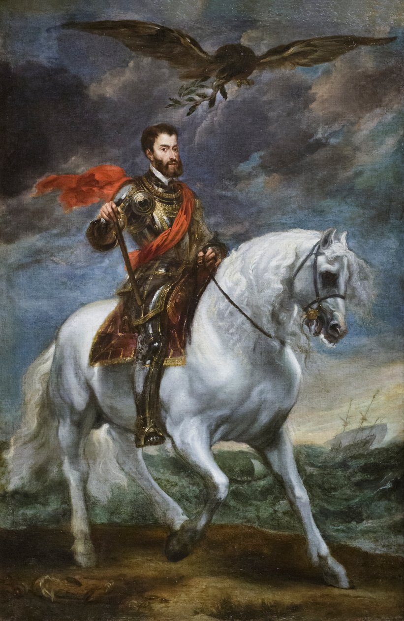 صورة الفروسية للإمبراطور تشارلز الخامس ، 1621-27 (زيت على قماش) بواسطة أنتوني فان ديك