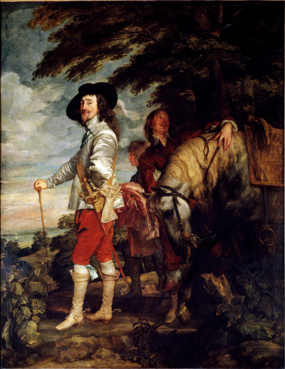 Full lenght opoportrait of Charles I of England, also known as the king on the hunt, c. 1635 (oil on canvas) بواسطة أنتوني فان ديك