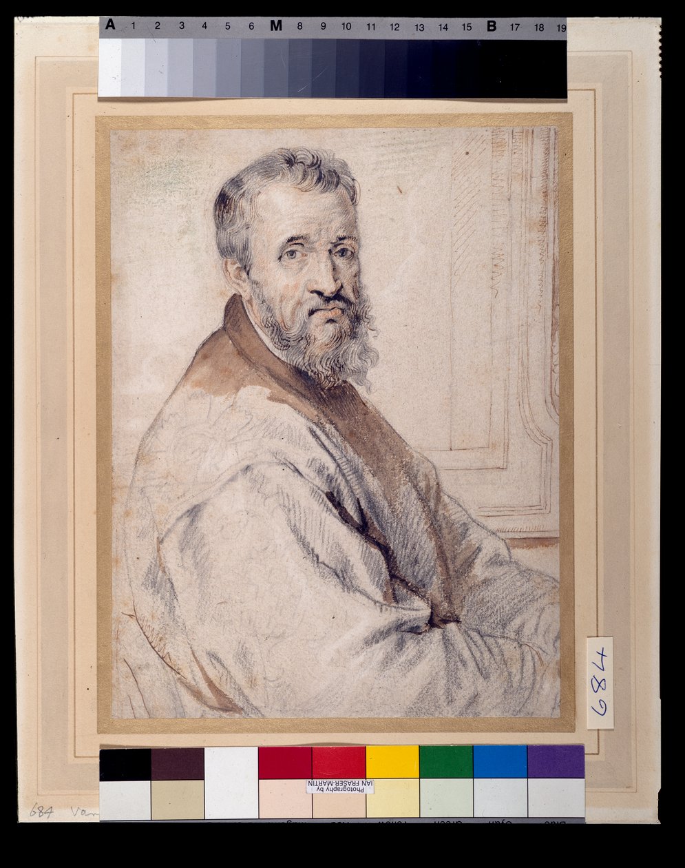 Michelangelo, believed to be after Bugiardini or Federico Zuccaro (red & black chalks over pen & ink with wash on paper) بواسطة أنتوني فان ديك