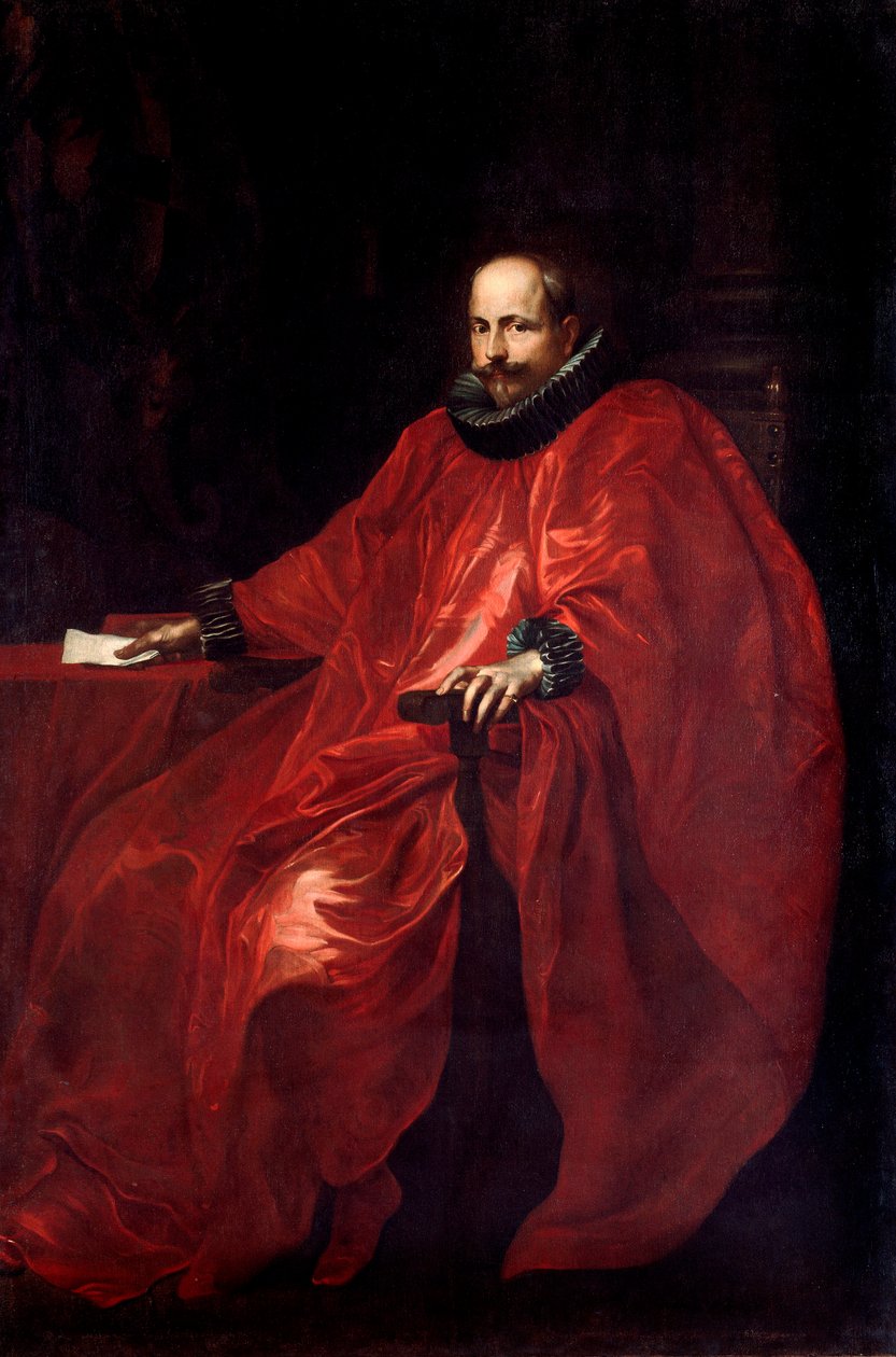 صورة لأجوستينو بالافيسينو (1577-1649) في ثوب السفير للبابا غريغوار الخامس عشر لوحة أنتوني فان ديك (1599-1641) صن. 219.5x148 سم جينات ، جاليريا دي بالازو بيانكو بواسطة أنتوني فان ديك
