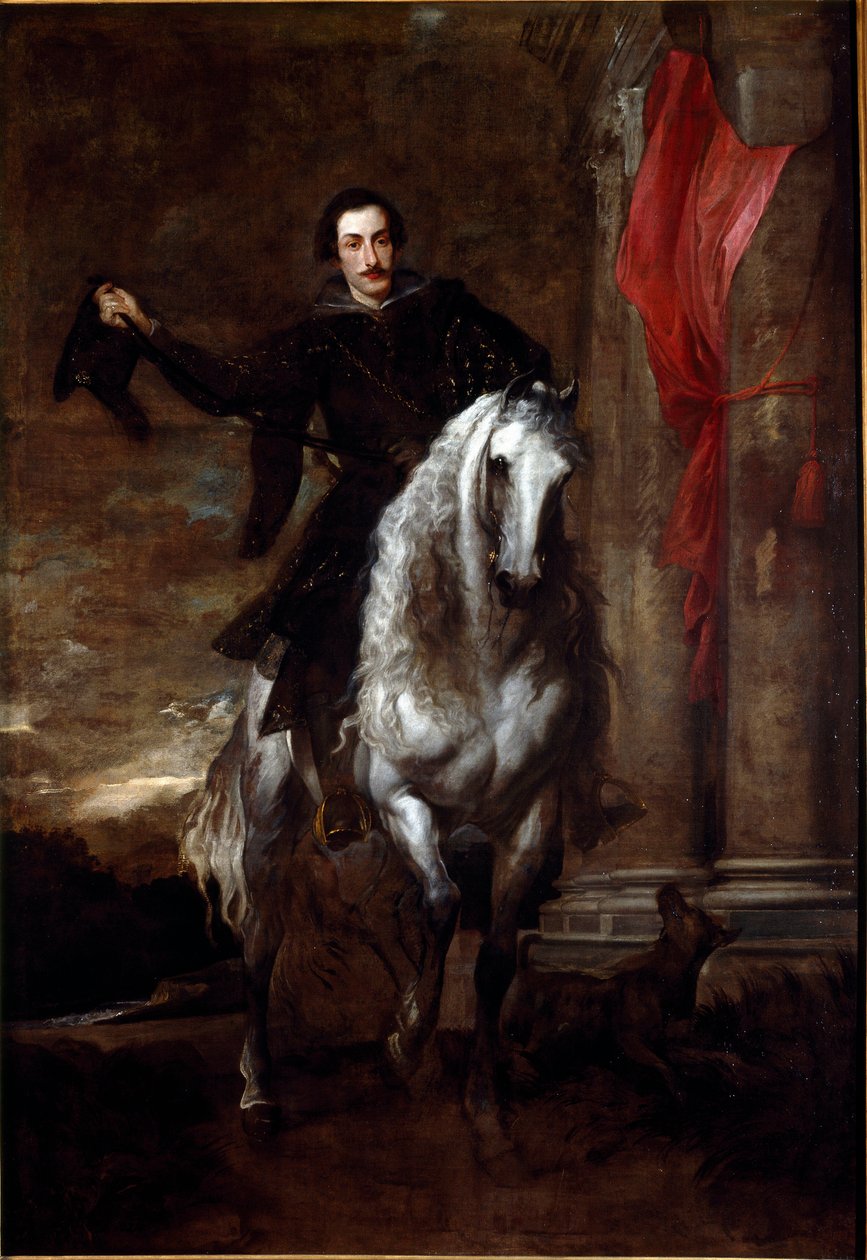 صورة أنطون جوليو بريجنول سيل (بريجنول-سيل) على رسم حصان لأنتوني فان ديك (1599-1641) 1621-1625 قاتمة 288 × 201 سم جينات ، جاليريا دي بالازو روسو بواسطة أنتوني فان ديك