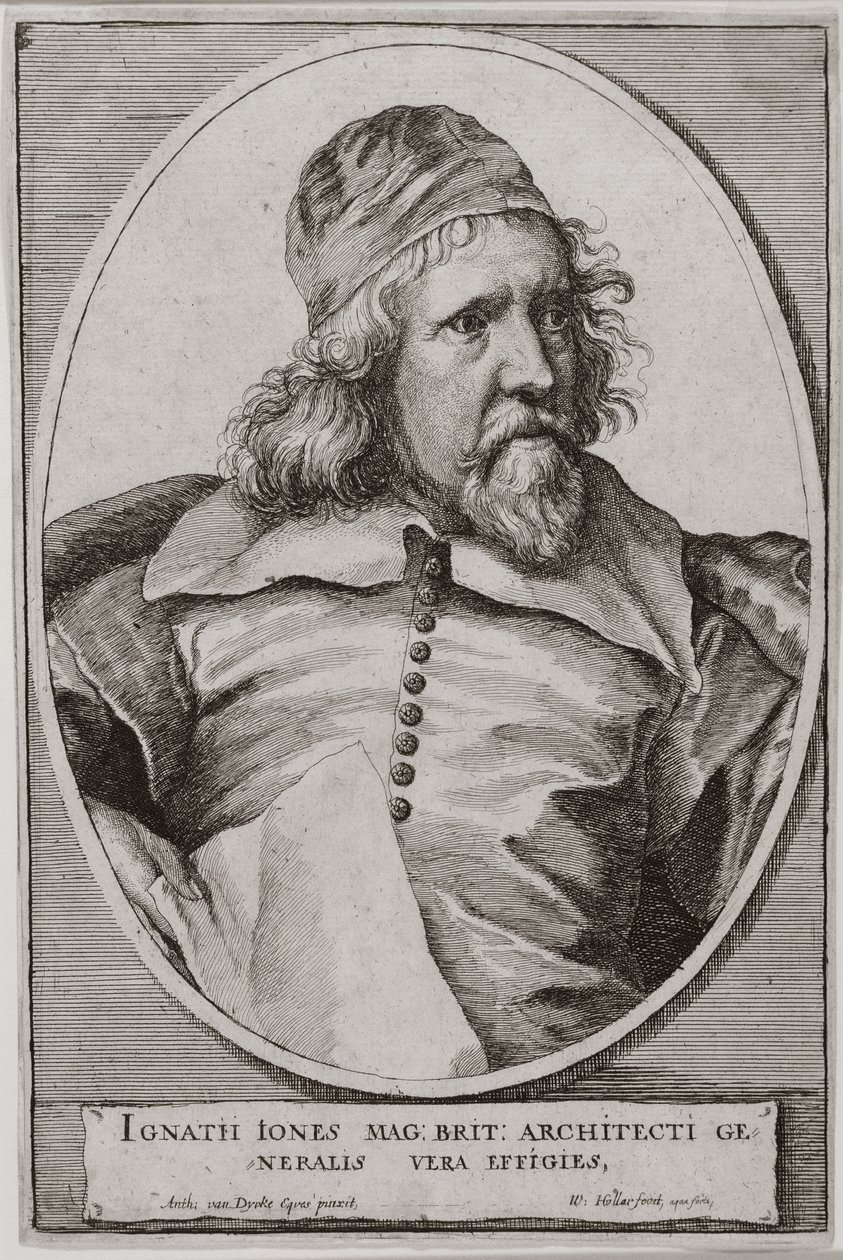 صورة لإنيجو جونز (1573-1652) منقوشة بواسطة وينسيسلاوس هولار (1607-77) 1655 بواسطة أنتوني فان ديك