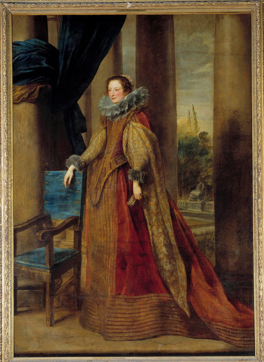 افترض صورة لماركيز جيرومينا سبينولا دوريا ، بقلم جينات ترتدي طوق فراولة. رسم أنطون (أنطون أو أنتوني) فان ديك (1599-1641) من القرن السابع عشر. 2،39 × 1،7 م - صورة مفترضة لماركيزا جيرومينا سبينولا دوريا من جنوة وي بواسطة أنتوني فان ديك