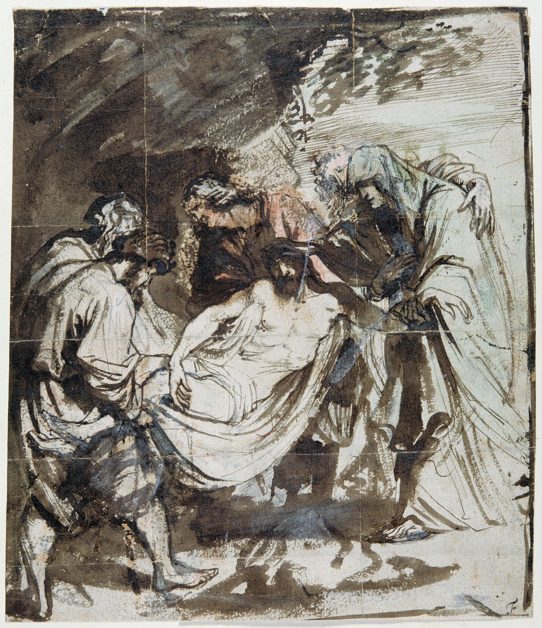 Study for the Entombment, c.1617-18 (pen & ink over chalks with wash & gouache on paper) بواسطة أنتوني فان ديك