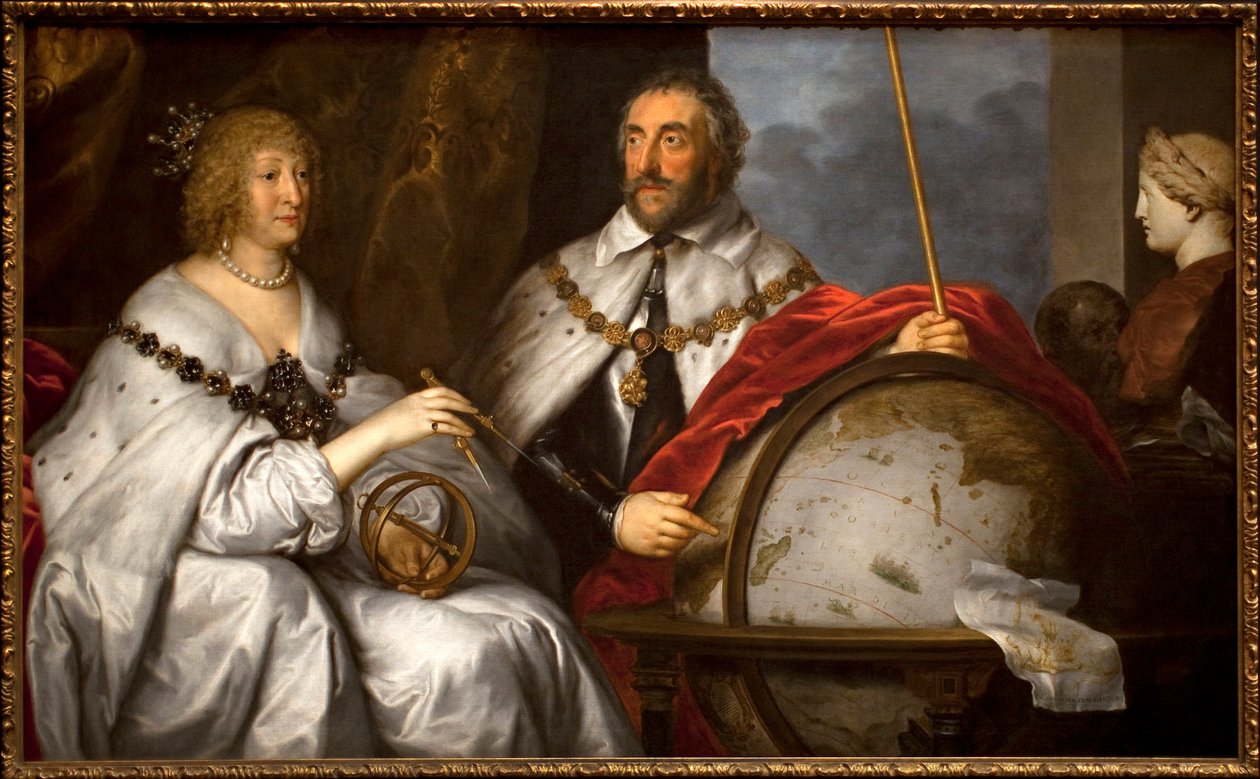 توماس هوارد جراف أروندل (1586-1646) وزوجته Alathea Talbot (1586-1654) أو صورة مدغشقر). رجل يصمم جزيرة مدغشقر على كرة أرضية. لوحة للسير أنطوان (أنطون) فان ديك (1599-1641) ، زيت على قماش ، حوالي 1639-1640. اللغة الإنجليزية ar بواسطة أنتوني فان ديك