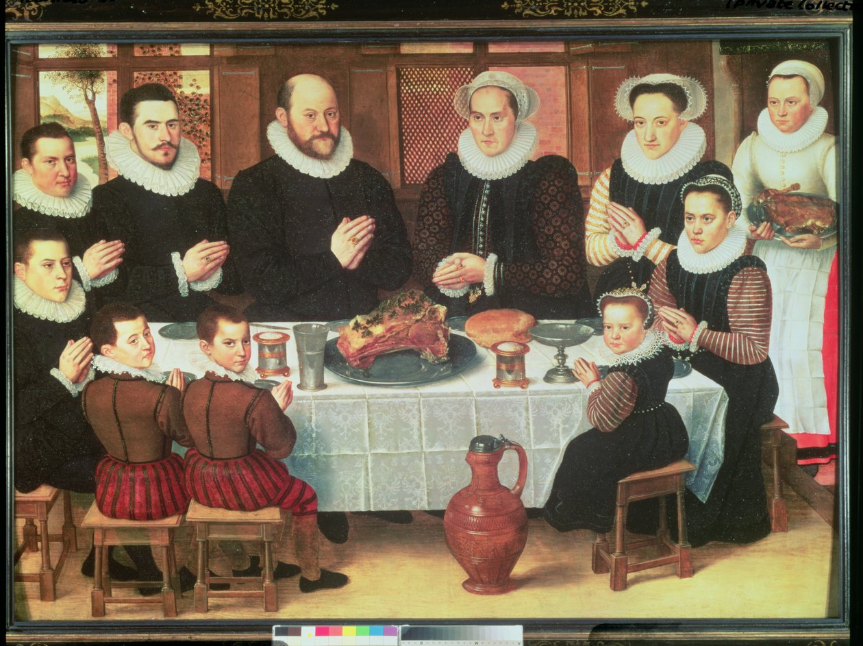 عائلة تقول النعمة قبل الوجبة ، 1585 بواسطة Anthuenis Claeissins أو Claeissens