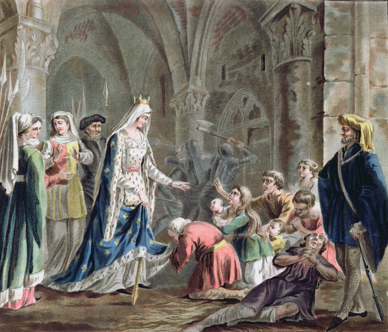 Blanche de Castille (1185-1252) يكسر سجون الفصل في باريس ، التي نقشها جان بابتيست موريت (fl. 1790-1820) 1787 بواسطة أنطوان لويس فرانسوا سيرجنت مارسو
