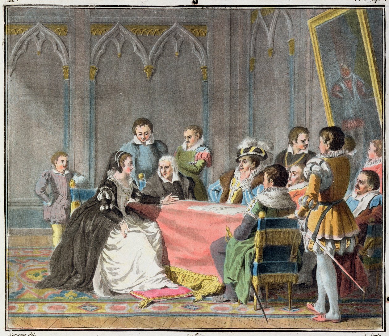 مارغريت دي فالوا (1553-1615) أمام محاكم التفتيش الإسبانية ، 1787 بواسطة أنطوان لويس فرانسوا سيرجنت مارسو