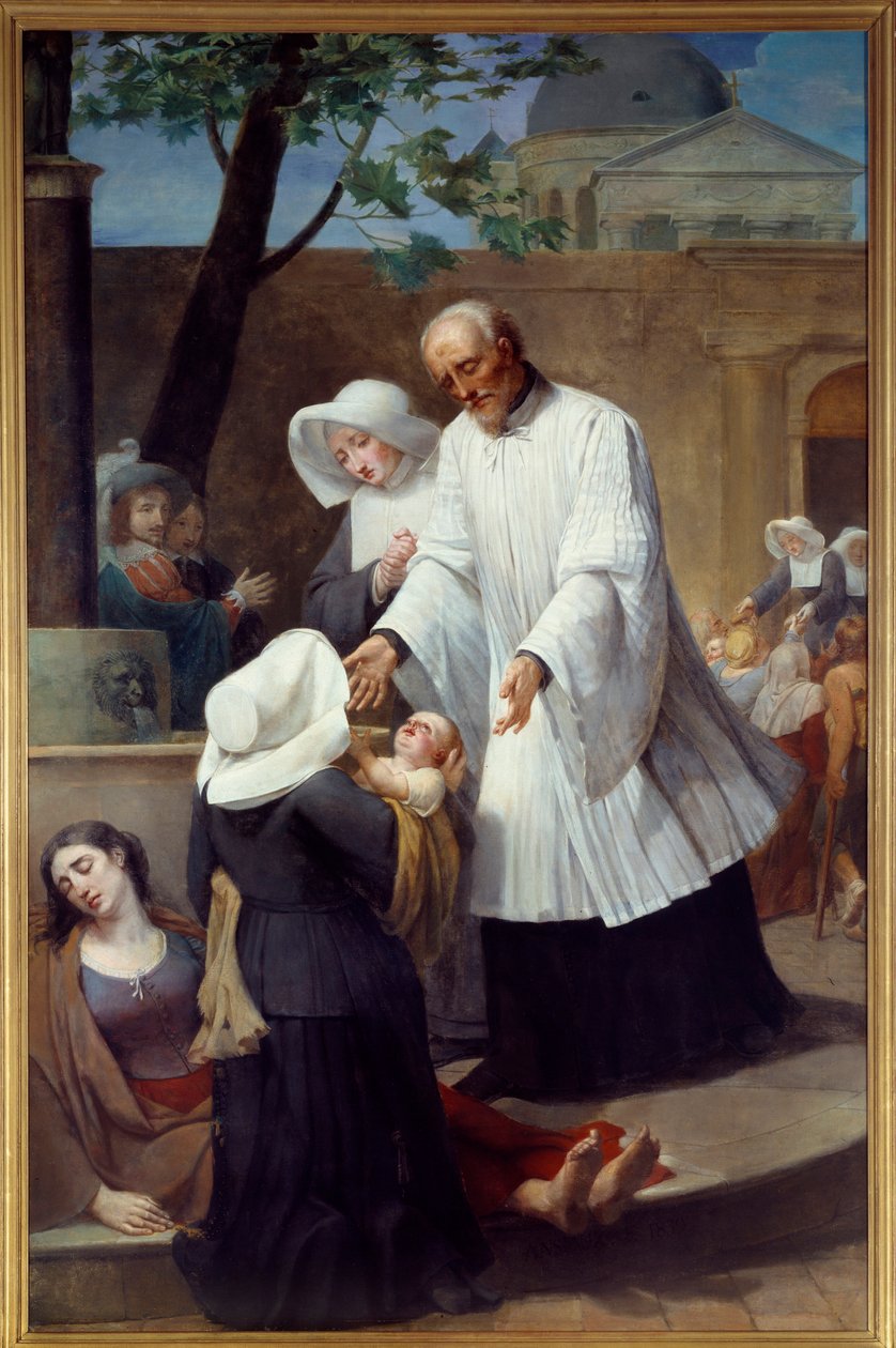 سانت فنسنت دي بول (1581 - 1660) يهتم بمبيدات الآفات (سانت فنسنت دي بول يساعد في القضاء على الطاعون). رسم أنطوان أنسيو (1764-1840). نانت ، متحف الفنون الجميلة بواسطة أنطوان أنسيو