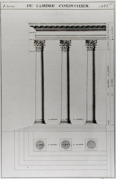 Ms 1031 Fol. 51 الأمر الكورنثي ، من "Traite des Orders d'Architecture" بواسطة أنطوان بابوتي ديسغوديتس