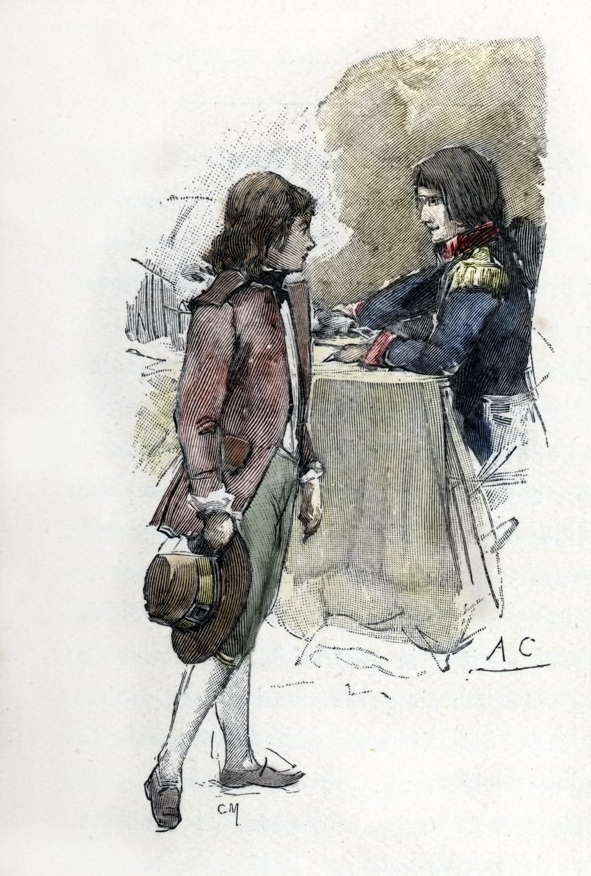 نجل جوزفين ، يوجين دي بوهارني (1781-1824) ، يدعي سيف والده ألكسندر دي بوهارني إلى صهره نابليون بونابرت (1769-1821) (يوجين دي بوهارنايس يطلب سيف والده ألكسندر دي بوهارني لنابليون حسنًا بواسطة أنطوان كالبيت