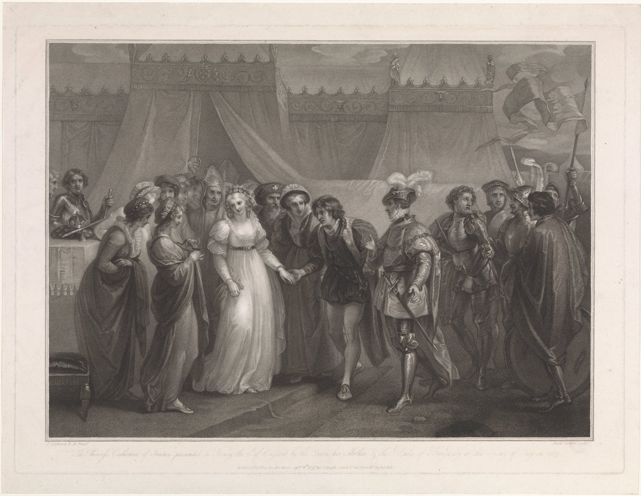 Catherine van Valois en koning Hendrik V van Engeland الأميرة كاثرين من فرنسا قدمت إلى هنري الخامس من إنجلترا (...) (العنوان على الكائن) بواسطة انطوان كاردون