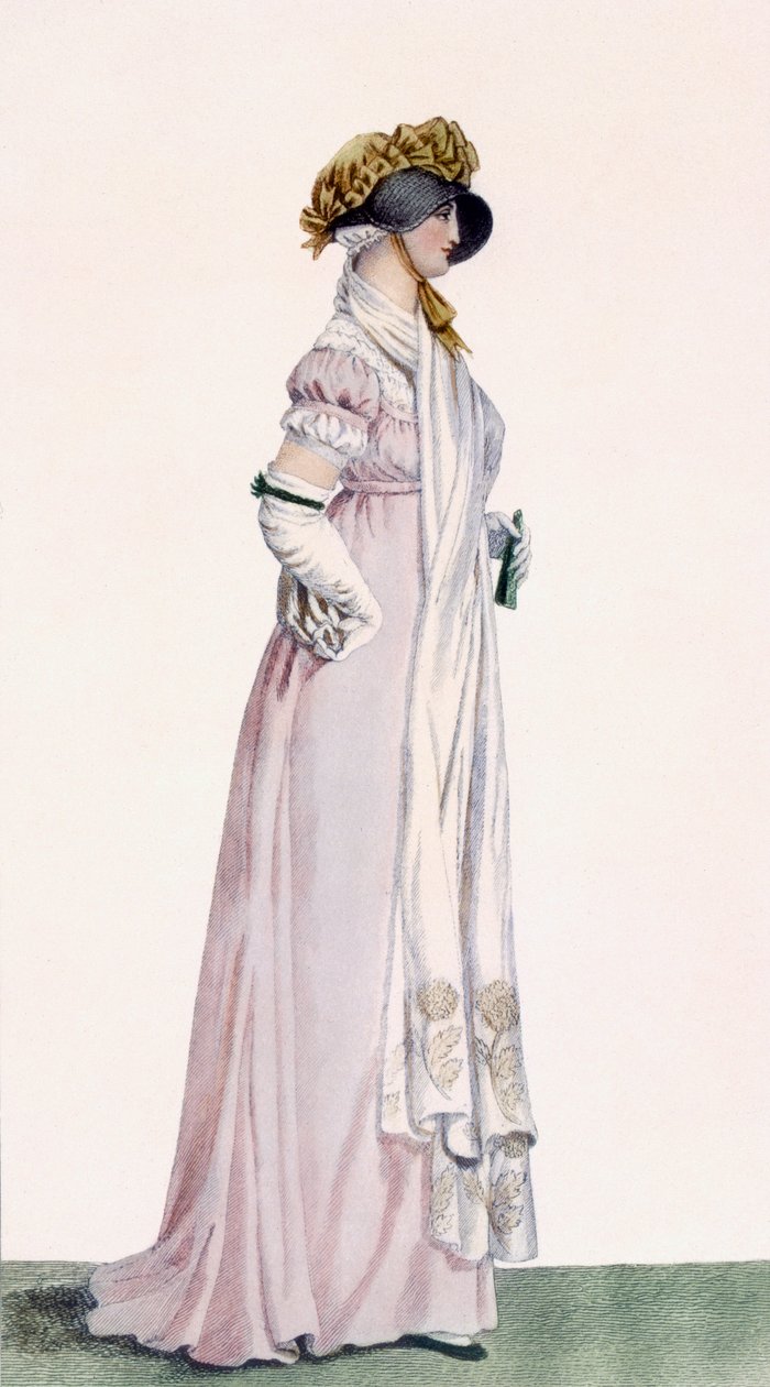 فستان بروميناد للسيدات ، رسم توضيحي من &39;Journal des Dames et des Modes&39; ، 1804 بواسطة أنطوان تشارلز هوراس فيرنيه