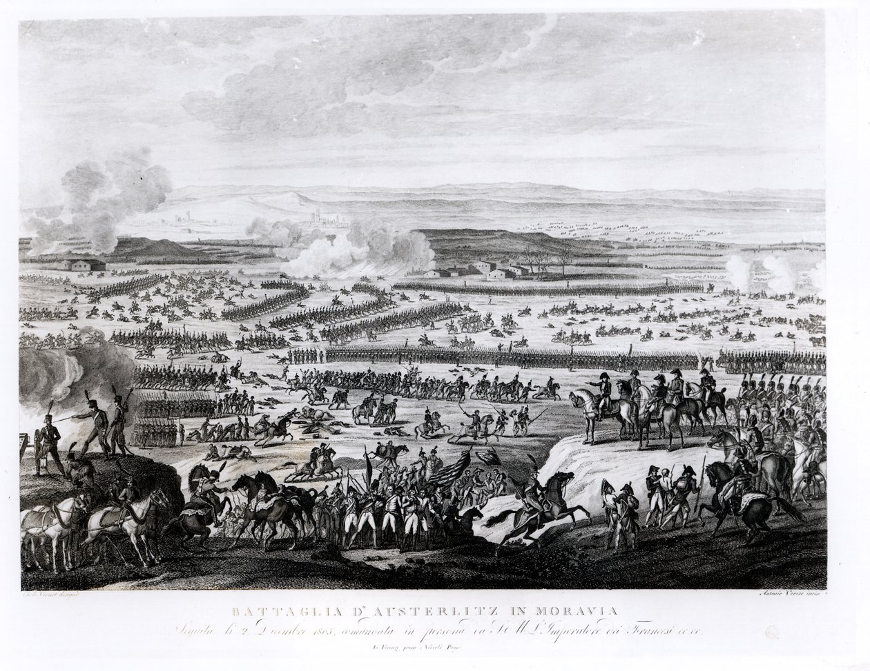 معركة أوسترليتز في مورافيا ، 2 ديسمبر 1805 ، نقشها أنطونيو فيريكو (BC1775) بواسطة أنطوان تشارلز هوراس فيرنيه