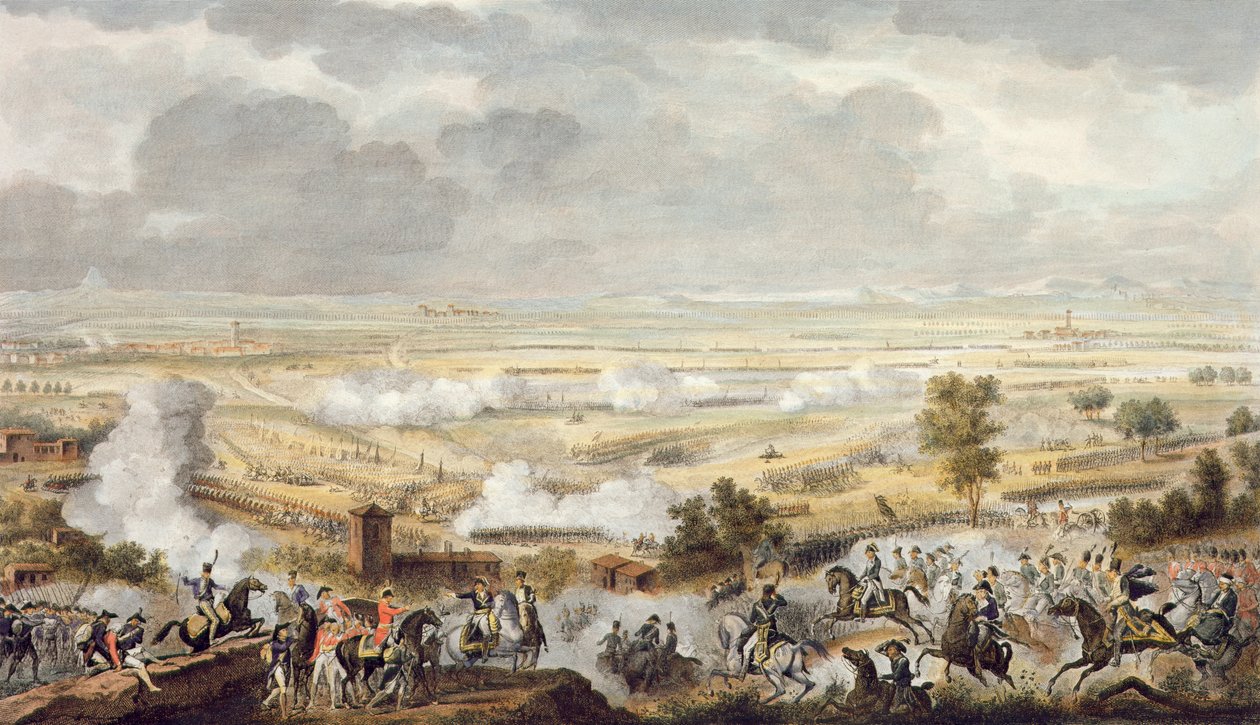 معركة مارينغو ، 23 Prairial ، السنة 8 (12 يونيو 1800) منقوش بواسطة جان Duplessi-Bertaux (1747-1819) (aquatint) بواسطة أنطوان تشارلز هوراس فيرنيه