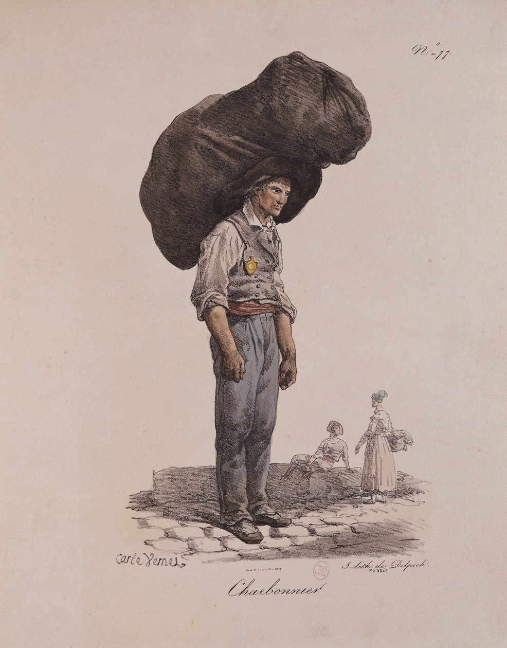 كولير ، رقم 11 من سلسلة "صرخات باريس" ، التي نقشها فرانسوا سيرافين ديلبك (1778-1825) بواسطة أنطوان تشارلز هوراس فيرنيه