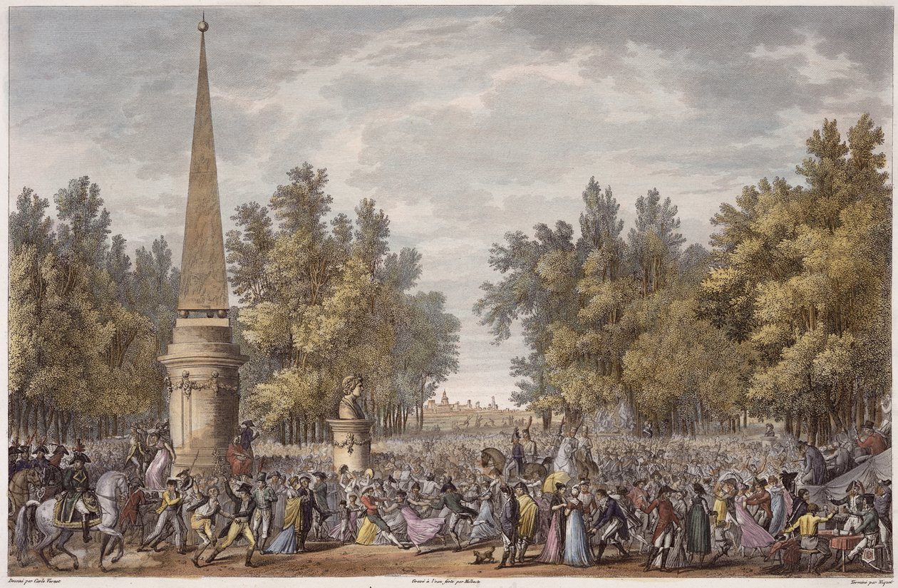 عيد فيرجيل في مانتوفا ، 24 فنديمياير ، السنة 6 (أكتوبر 1797) منقوش بواسطة جورج مالبيست (1754-1843) (أكواتينت) بواسطة أنطوان تشارلز هوراس فيرنيه