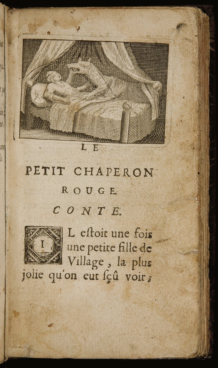 "The Tale Red Riding Hood" ، صفحة من "Stories or Tales of the Past. With Moralites" بقلم تشارلز بيرولت ، باريس: كلود باربين ، 1697 بواسطة أنطوان كلوزير