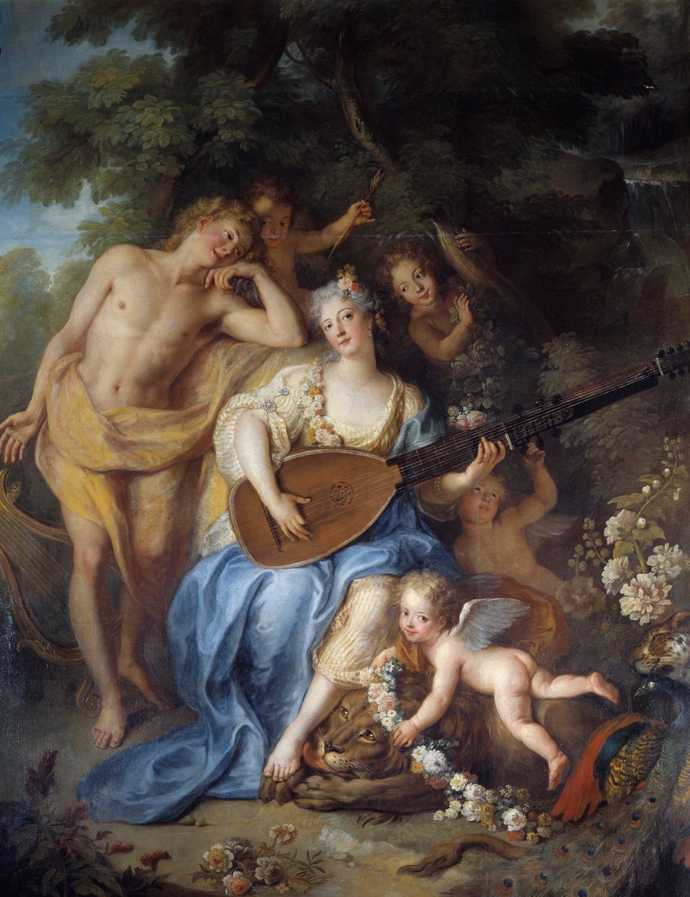 تفاصيل "" صورة دوقة فيلارز "" ني أنجيليك دي فارانجفيل (1683 -؟). رسم أنطوان كويبل (1661-1722) بواسطة انطوان كويبل