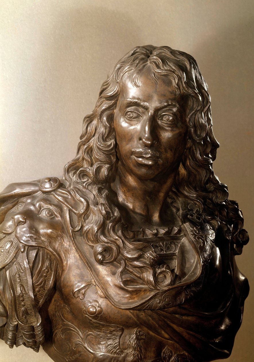تمثال نصفي من البرونز للويس الثاني ملك بوربون ، أمير كوندي المعروف باسم غراند كوندي (1621-1686) (بوربون كوندي). النحت من قبل أنطوان كويزيفوكس (1640-1720) القرن السابع عشر. بواسطة أنطوان كويسيفوكس