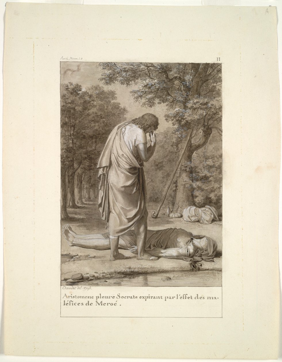 أريستومينيس الحداد على موت سقراط من سحر مروى ... الحمار الذهبي ، 1795. بواسطة أنطوان دينيس شوديت