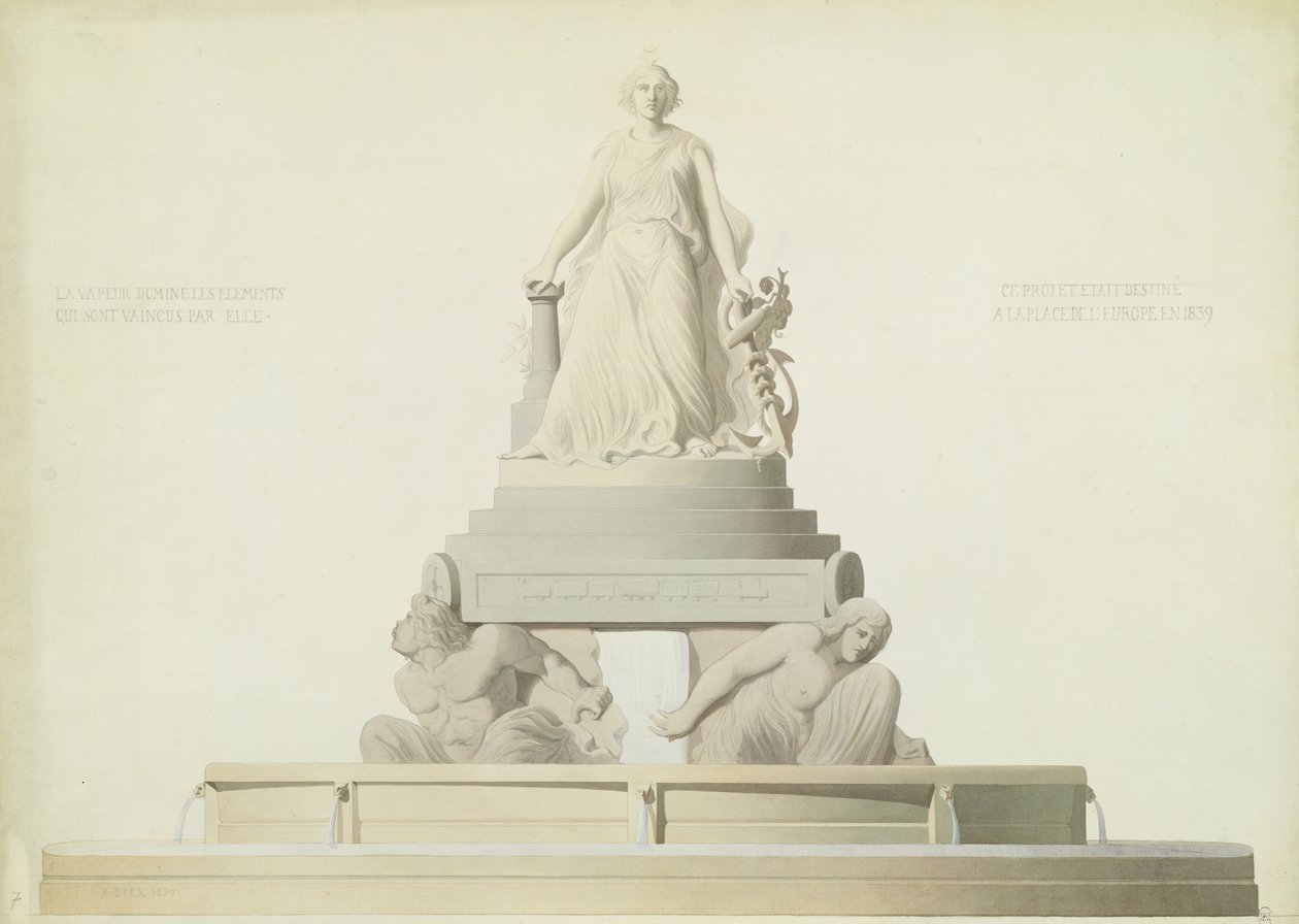 مشروع النصب التذكاري لمكان de l&39;Europe ، 1839 (قلم رصاص ومرحاض على ورق) بواسطة أنطوان إتكس