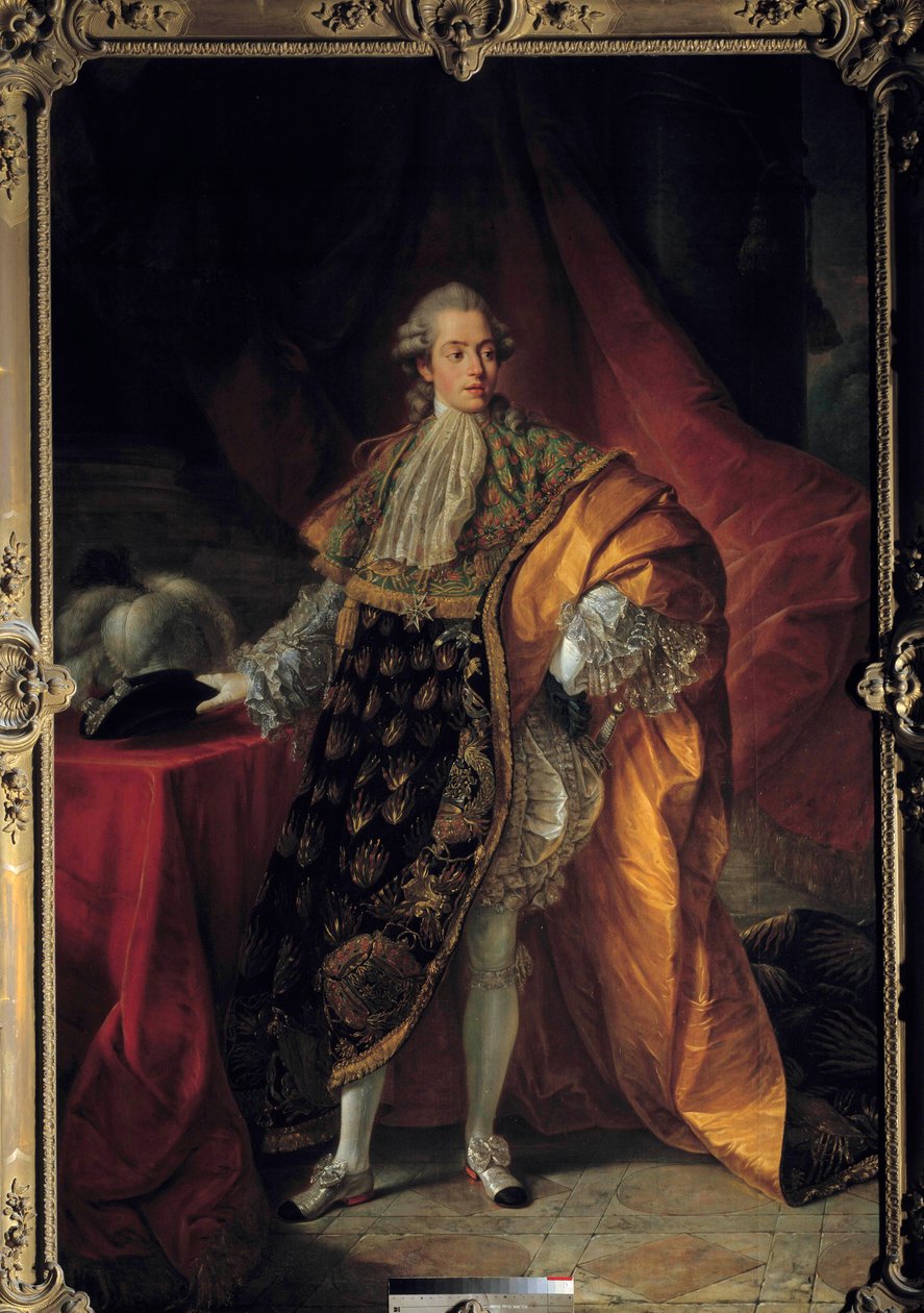 صورة كاملة الطول لتشارلز فيليب من فرنسا في ثوب كامل من وسام الروح القدس ، Comte d'Artois (1757-1836) رسم تشارلز العاشر المستقبلي بواسطة أنطوان فرانسوا (أنطوان فرانسوا) كاليت (1741-1823) بواسطة أنطوان فرانسوا كاليت