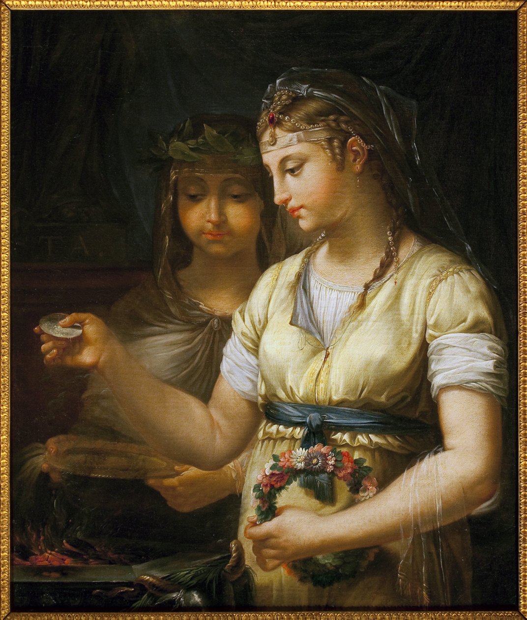 اثنان فيستاليز يعدان الذبيحة. رسم أنطوان فرانسوا (أنطوان فرانسوا) كاليت (1741-1823) ، زيت على قماش بواسطة أنطوان فرانسوا كاليت