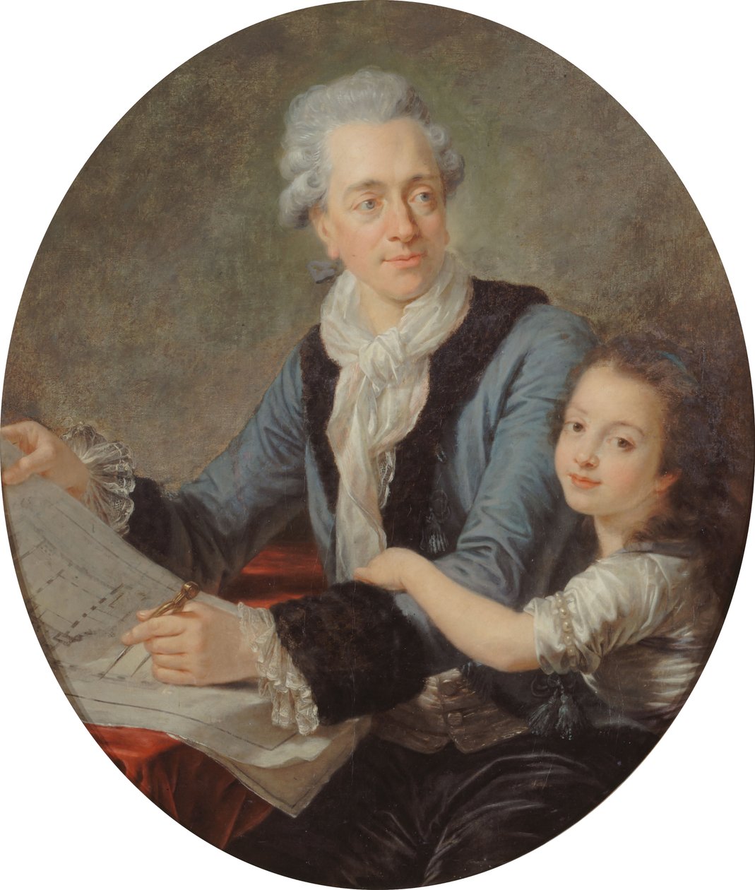 صورة للمهندس المعماري كلود نيكولاس ليدو 1736-1806 مع ابنته ، حوالي 1782. بواسطة أنطوان فرانسوا. كاليت