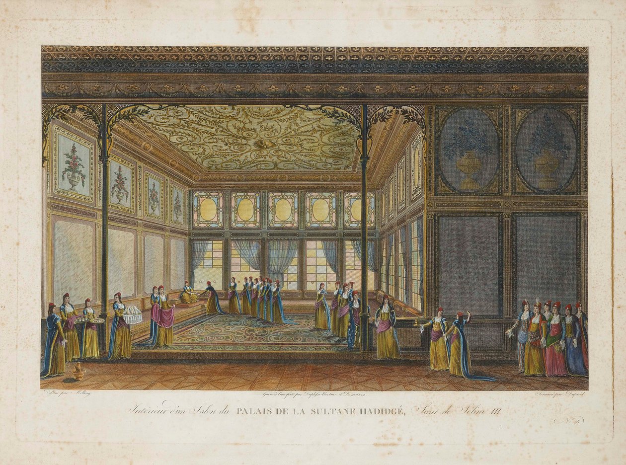 داخلي في قصر الأميرة خديجة سلطان الأخت غير الشقيقة للسلطان سليم الثالث ، ج. 1810. بواسطة أنطوان إجناس ميلينغ