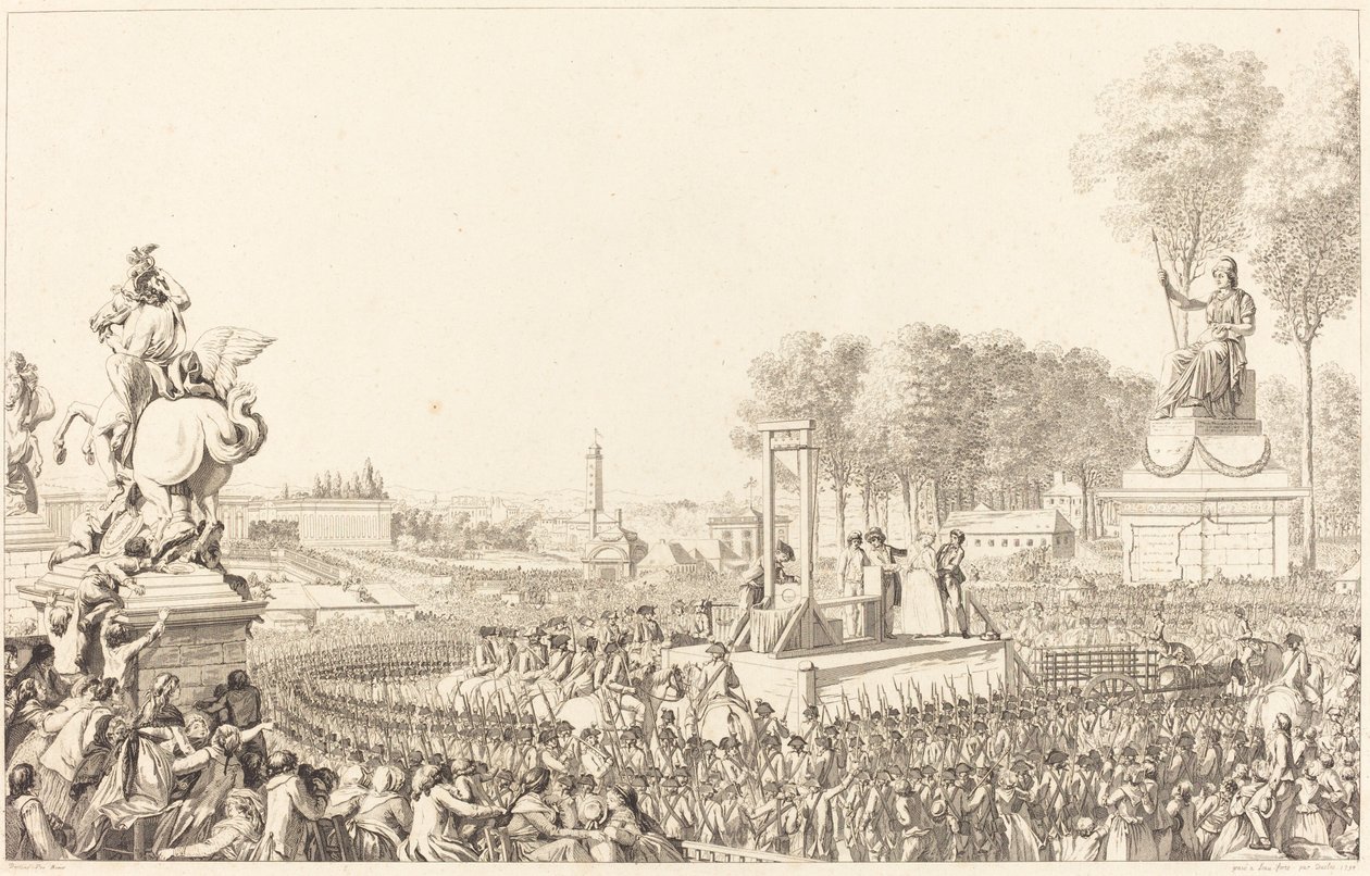 يوم 16 أكتوبر 1793 ، وفاة ماري أنطوانيت بواسطة أنطوان جان دوكلوس بعد تشارلز مونيه