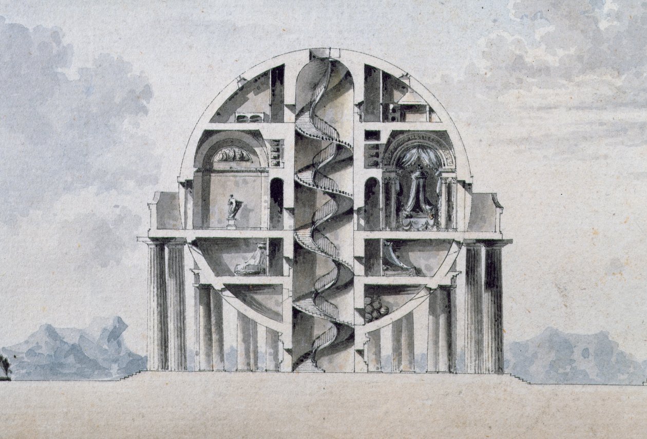 تصميم لمنزل عالمي ، 1783 (التفاصيل) (انظر أيضًا 195241-195242 ، 196724-196726) بواسطة أنطوان لوران توماس فودوير