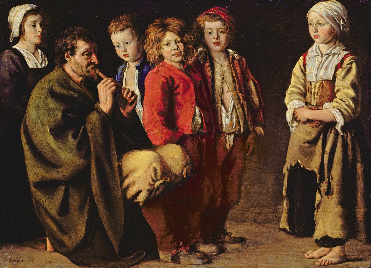 The Village Piper ، 1642 (زيت على النحاس) بواسطة أنطوان لو ناين
