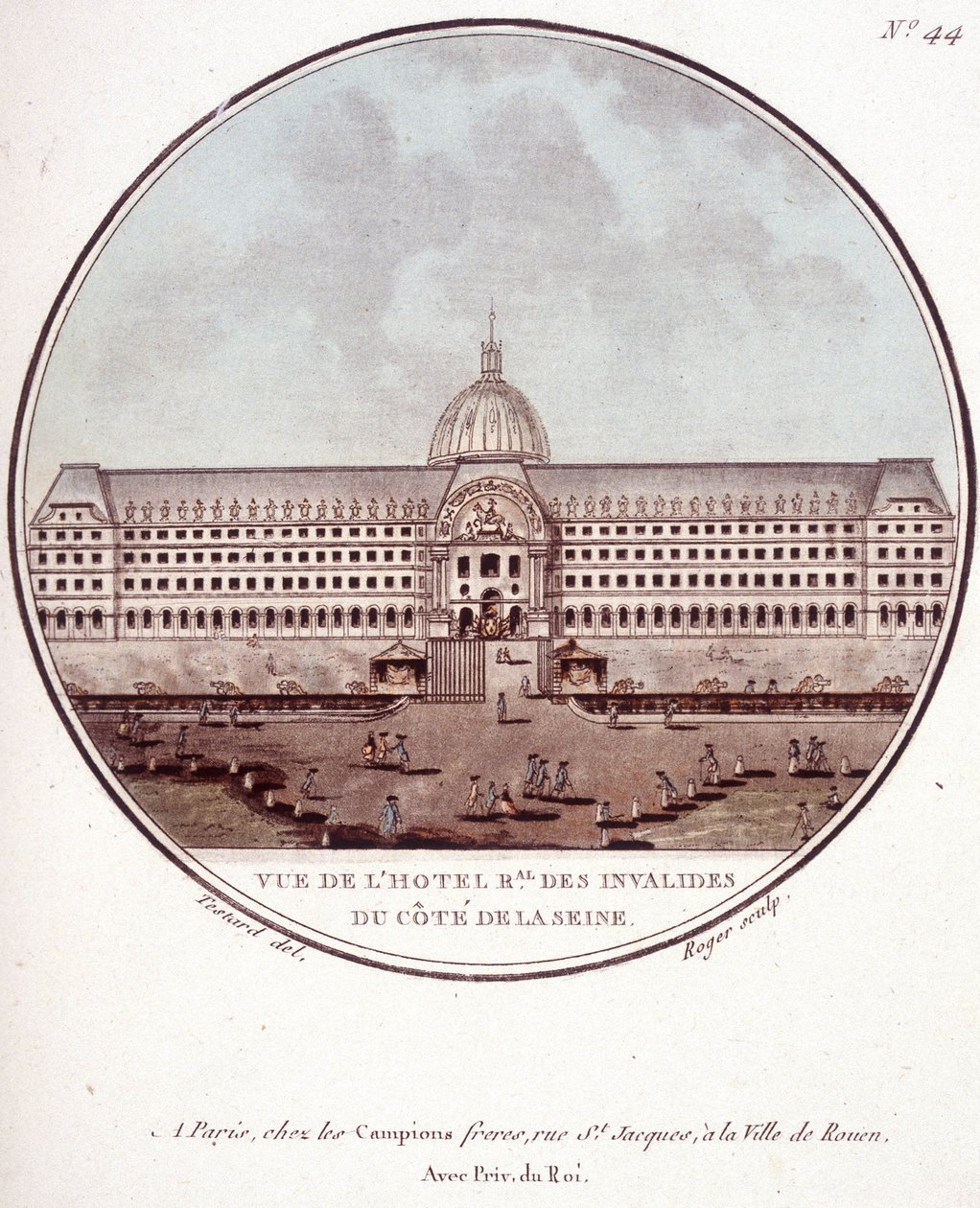 منظر من فندق regionnal des Invalides على جانب نهر السين ، باريس. في مناظر متقنة للمباني الرئيسية في باريس بواسطة الرقيب بواسطة أنطوان لويس فرانسوا سيرجنت مارسو