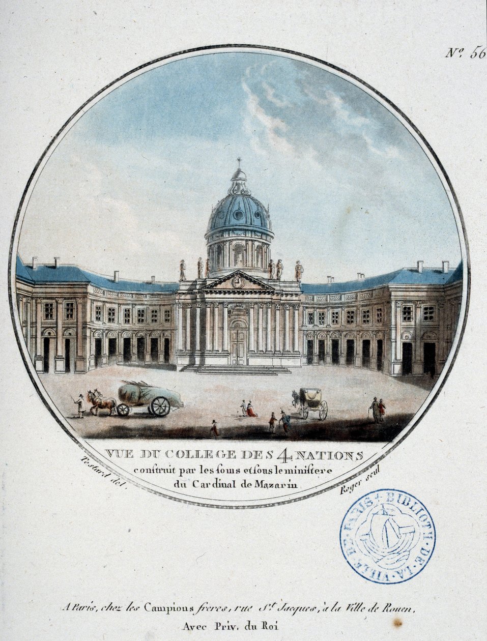 Vue du Collège des Quatre Nations (Institut de France) - في "" مناظر خلابة للمباني الرئيسية في باريس "، بقلم الرقيب بواسطة أنطوان لويس فرانسوا سيرجنت مارسو