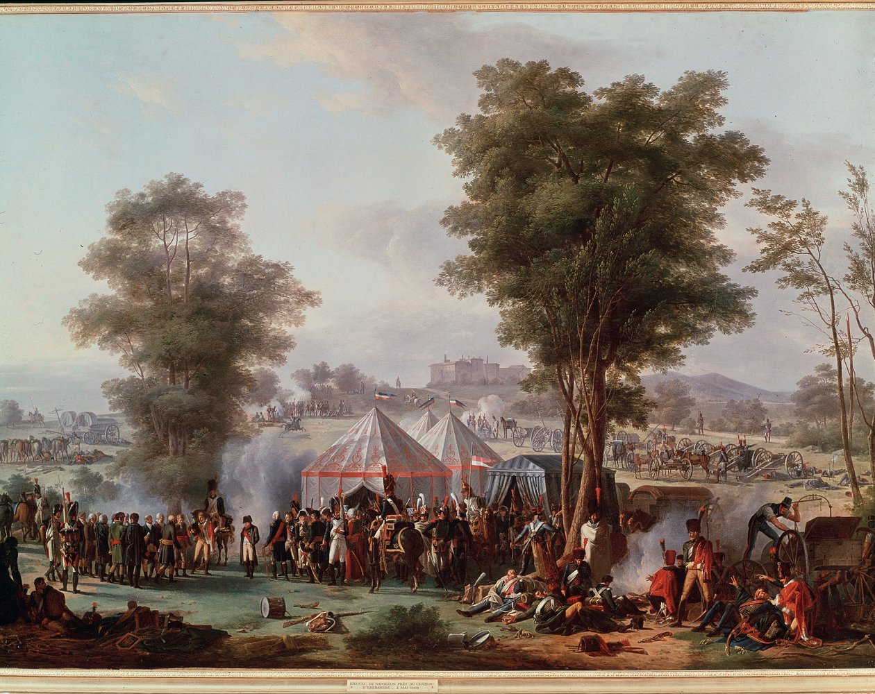 إقامة الإمبراطور نابليون الأول بالقرب من قلعة إبيرسبيرغ في النمسا 4/5/1809 (رسم بواسطة أنطوان بيير مونغين