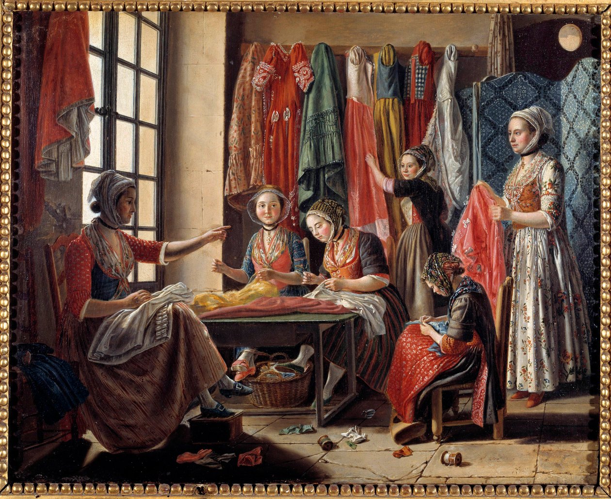 ورشة خياطة في آرل عام 1760 رسم أنطوان راسبال (1738-1811) 1760 آرل ، متحف ريتو بواسطة أنطوان راسبال