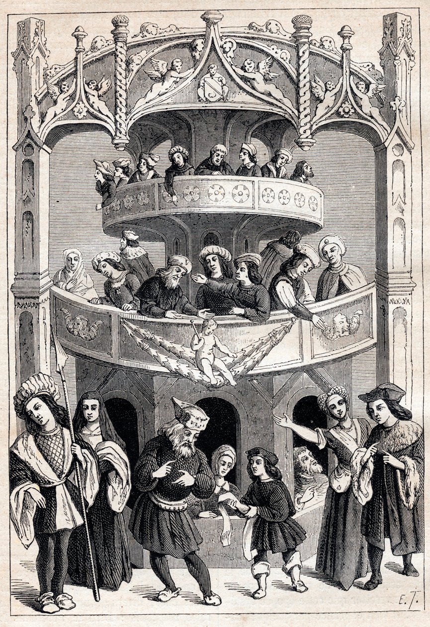 واجهة "" Le Grant Therence en Francois "" لأنطوان فيرارد (نشط في 1485-1512) - تمثيل مسرحي في القرن السادس عشر بواسطة أنطوان فيرارد