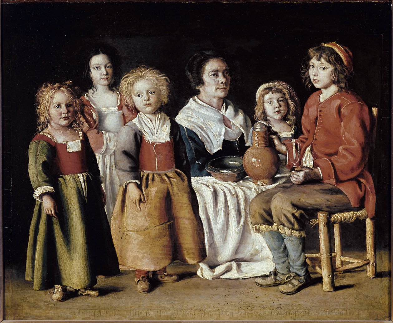 A Woman with Five Children (oil on canvas بواسطة أنطوان ولويس وماثيو لو نين