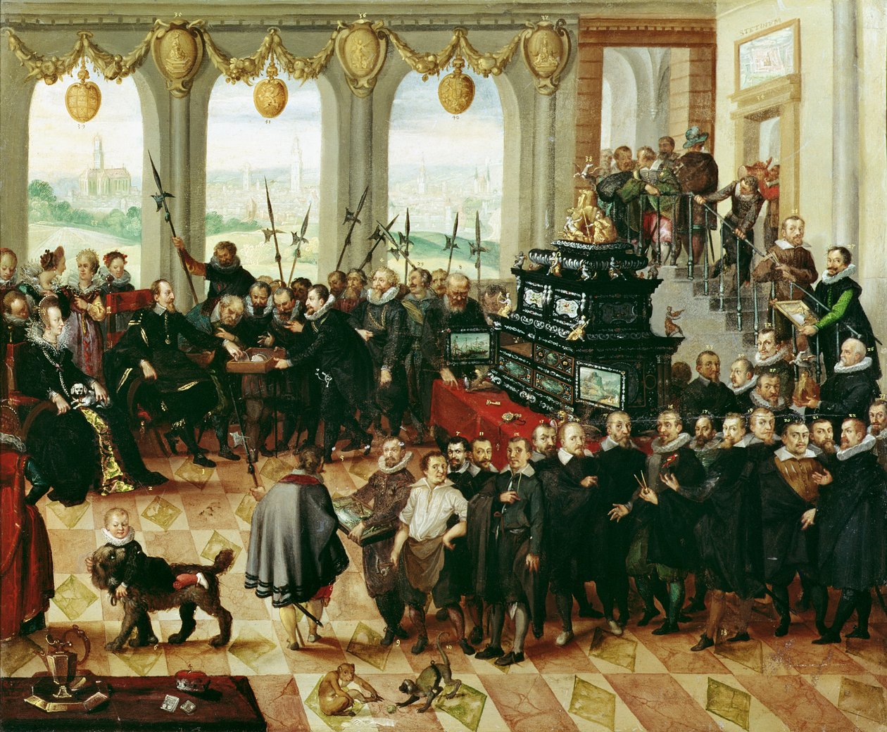 عرض بوميرانيان كونستشرانك إلى دوق فيليب الثاني من بوميرانيا ستيتن (1606-1818) في 1617 (لوحة) بواسطة انطون موزارت