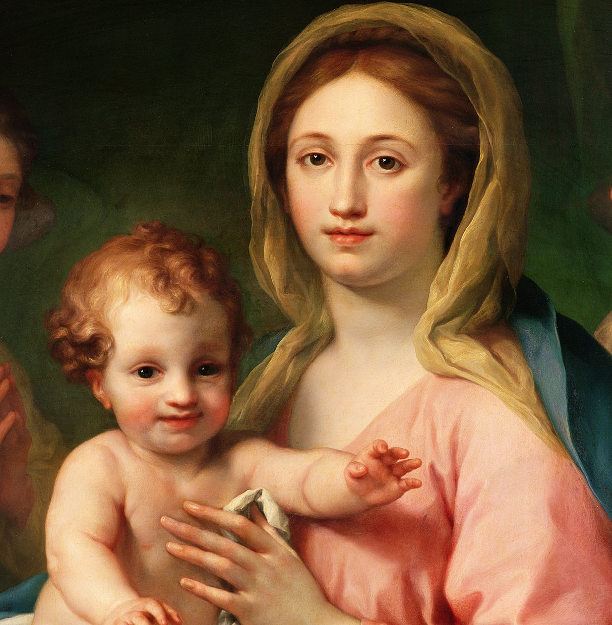 مادونا والطفل بملائكين ، 1770-1773 (تفاصيل 91576) بواسطة انطون رافائيل منغز