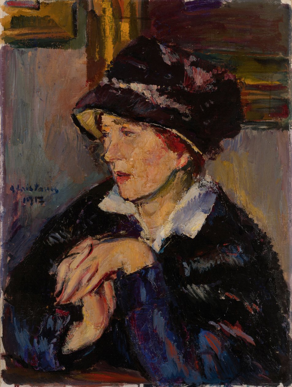 امرأة بقبعة داكنة ، 1917 بواسطة انطون فيستاور