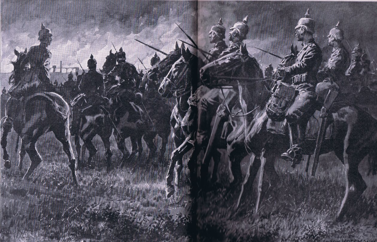 الحريق في منجم ليبين ، من حانة التاريخ المصور للحرب العالمية 1914-1915. بواسطة Union Berlagsefellfchaft بواسطة انطون هوفمان