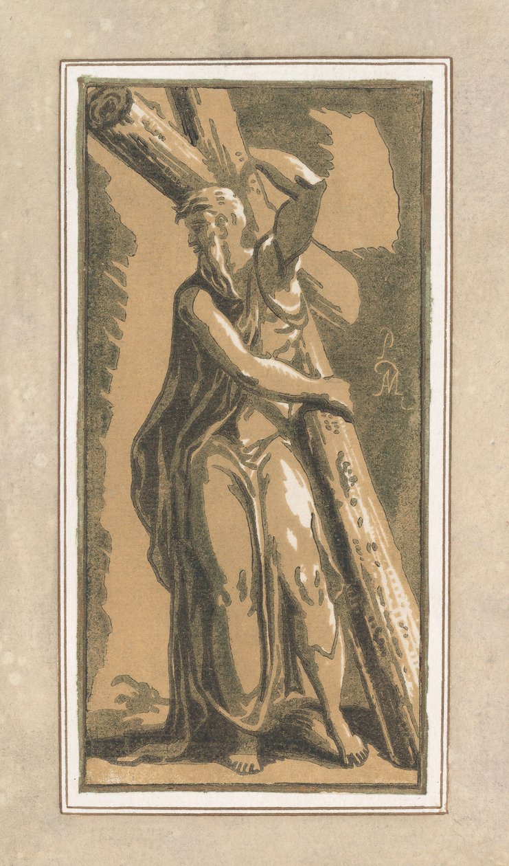 القديس أندرو ، المواجه للأمام ، الرأس مقلوب إلى اليسار ، قبل عام 1749. بواسطة انطون ماريا زانيتي