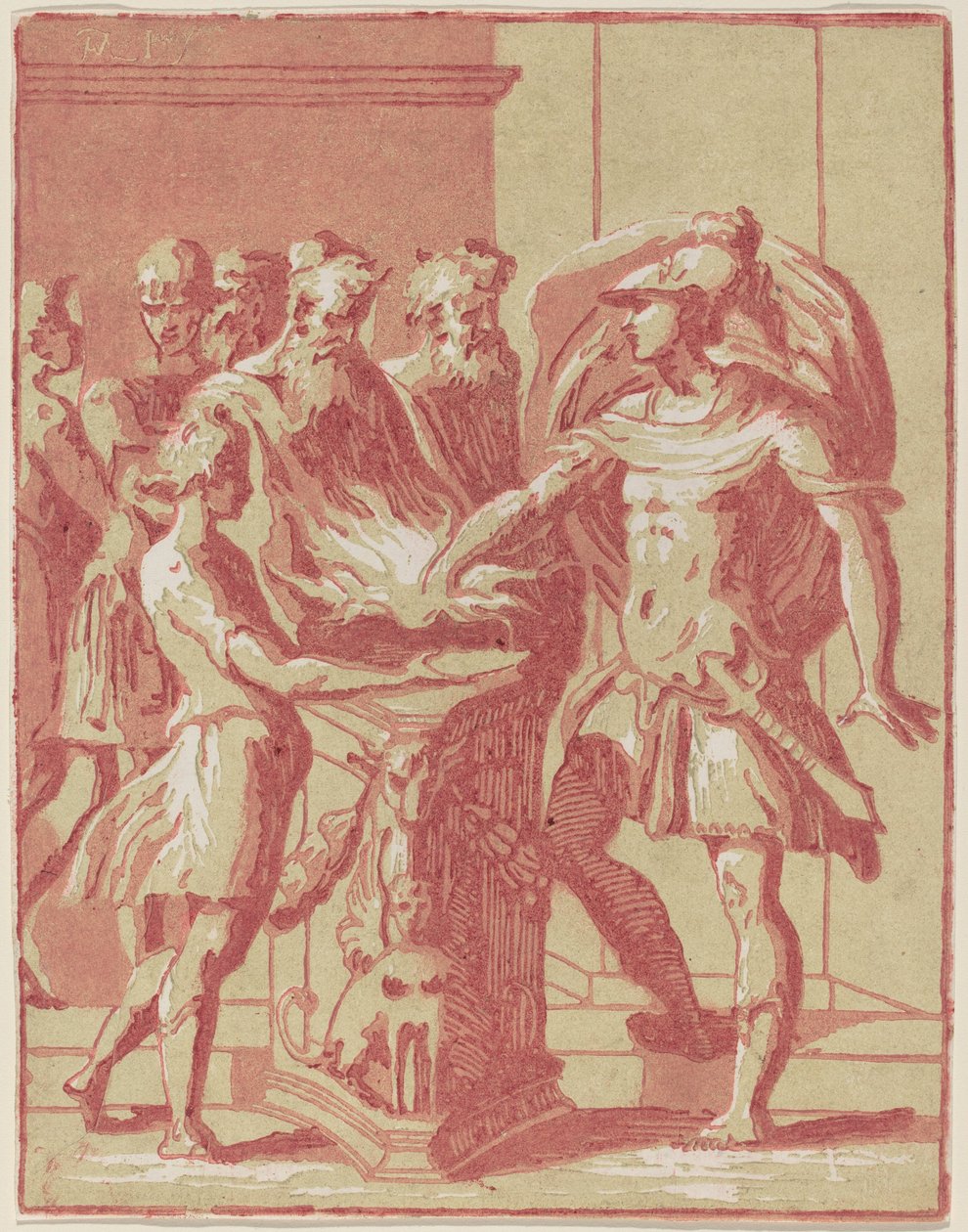 Mucius Scaevola يضع يده في النار بواسطة أنطون ماريا زانيتي الأول بعد بارميجيانينو