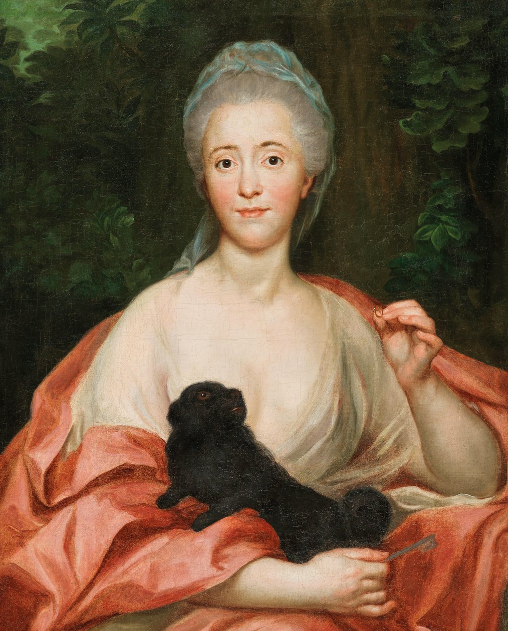 صورة للدوقة ماريانا دي سيلفا بازان إي سارمينتو 1739-1784 ، مع كلب ، حوالي عام 1760. بواسطة انطون رافائيل منغز