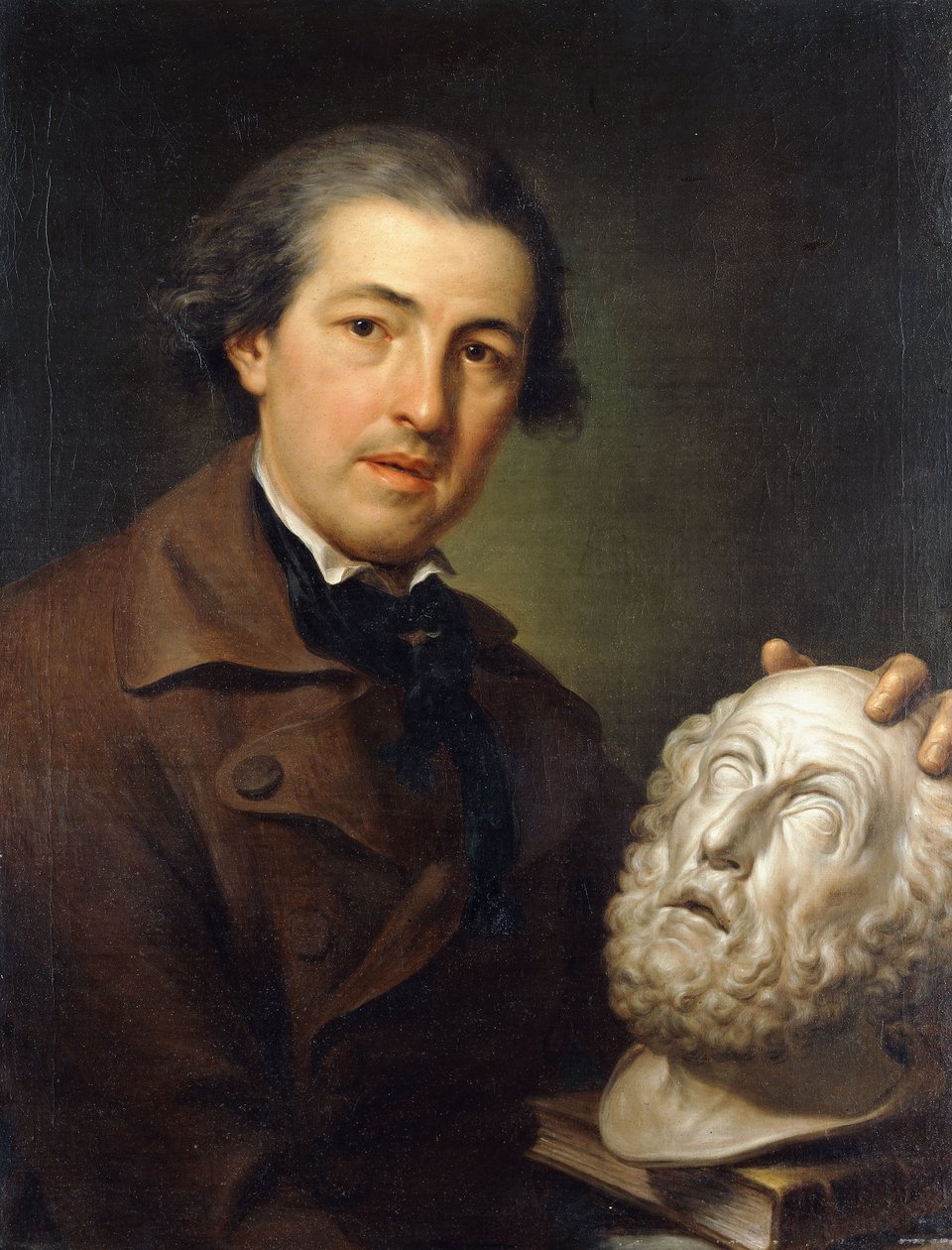 صورة لجوسيبي فرانشي ، نصف طول ، تحمل تمثال نصفي لهومر ، c.1771-73 بواسطة انطون رافائيل منغز