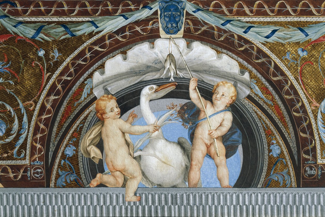 Putti with a Pelican ، بقلم أنطون رافائيل مينجز ، التفاصيل ، وسائط مختلطة بواسطة انطون رافائيل منغز