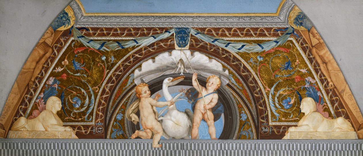 Putti with a Pelican ، بقلم أنطون رافائيل مينجز ، التفاصيل ، وسائط مختلطة بواسطة انطون رافائيل منغز