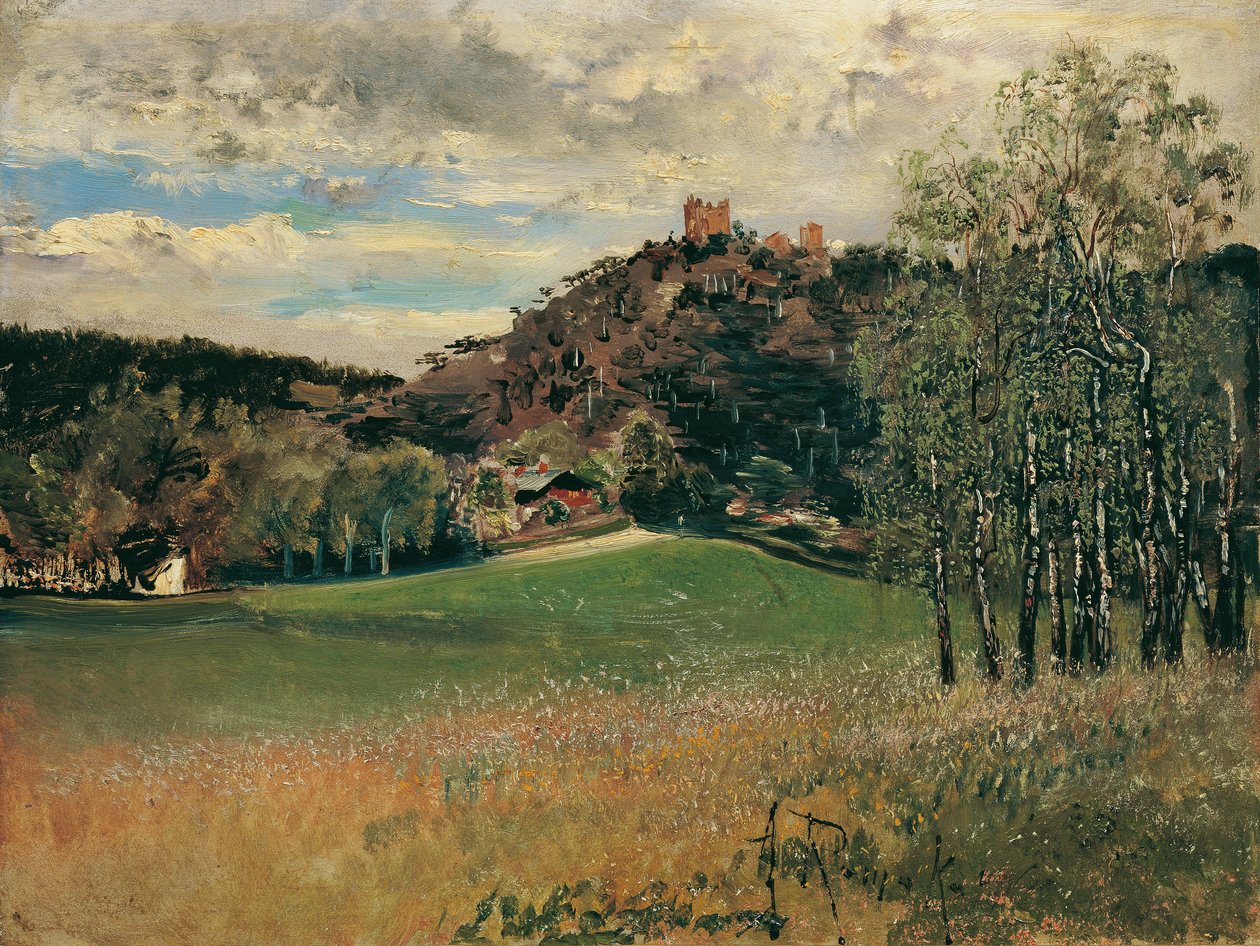 The Meiereiwiese في Vorderbrühl مع أطلال Mödling بواسطة انطون روماكو